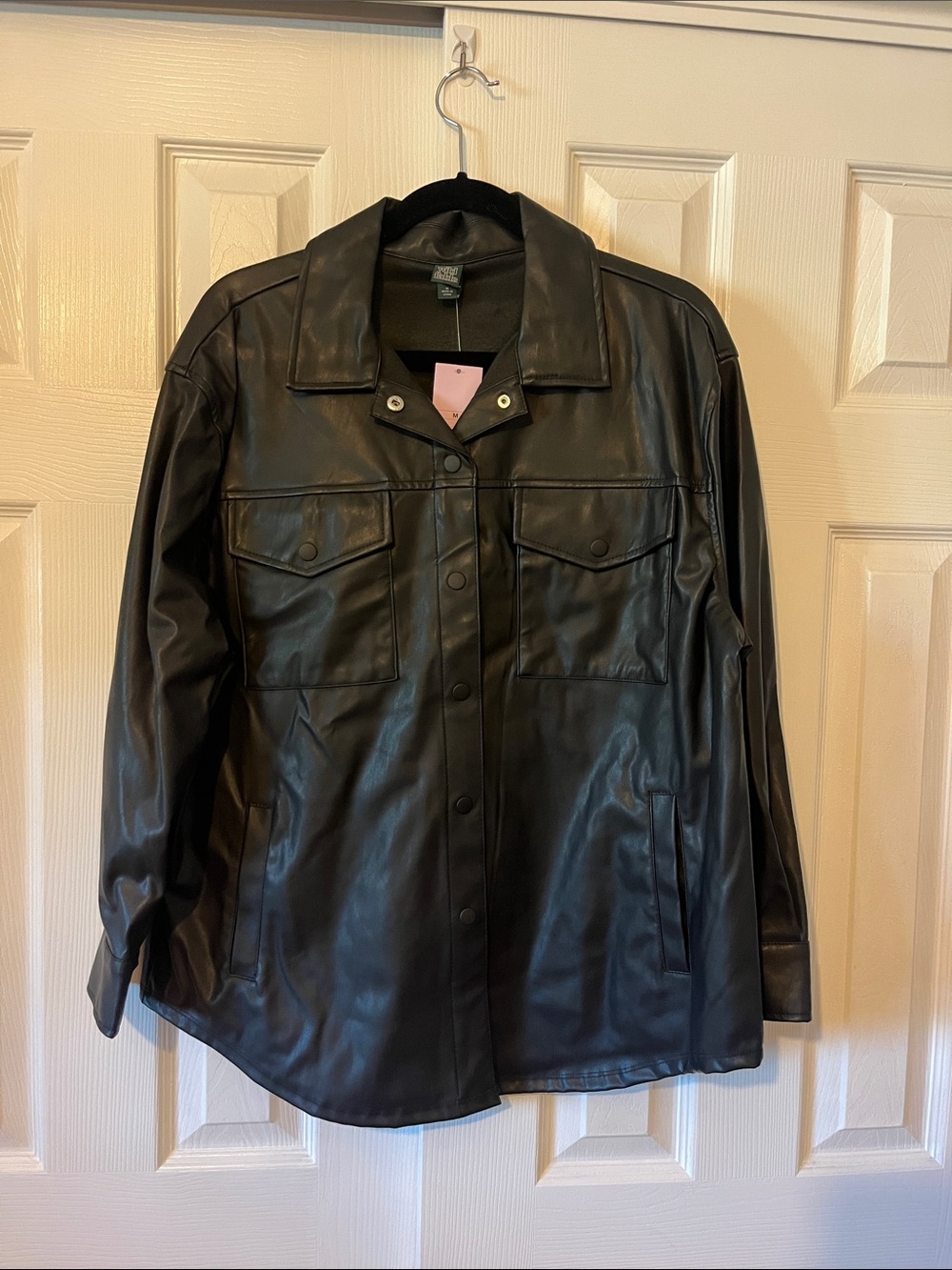NWT wild fable Women’s Black Faux Leather Button-Front Jacket Size Medium